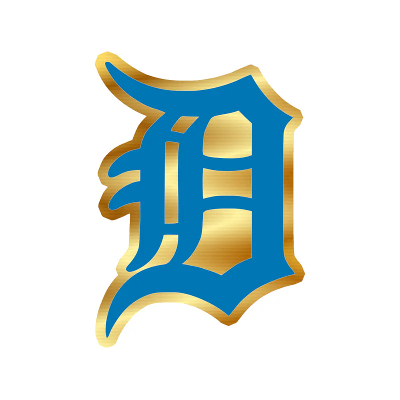 Detroit Lions - D - Gold Chrome Vinyl Sticker - Custom Size