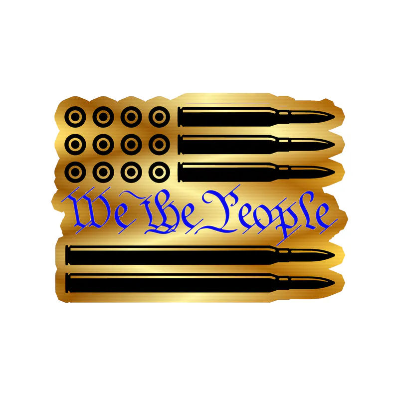 We the People Flag - Gold Chrome Vinyl Decal - custom size