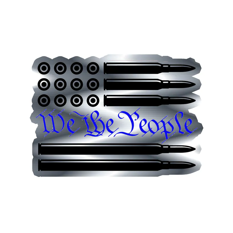 We the People Flag - Silver Chrome Vinyl Decal - custom size