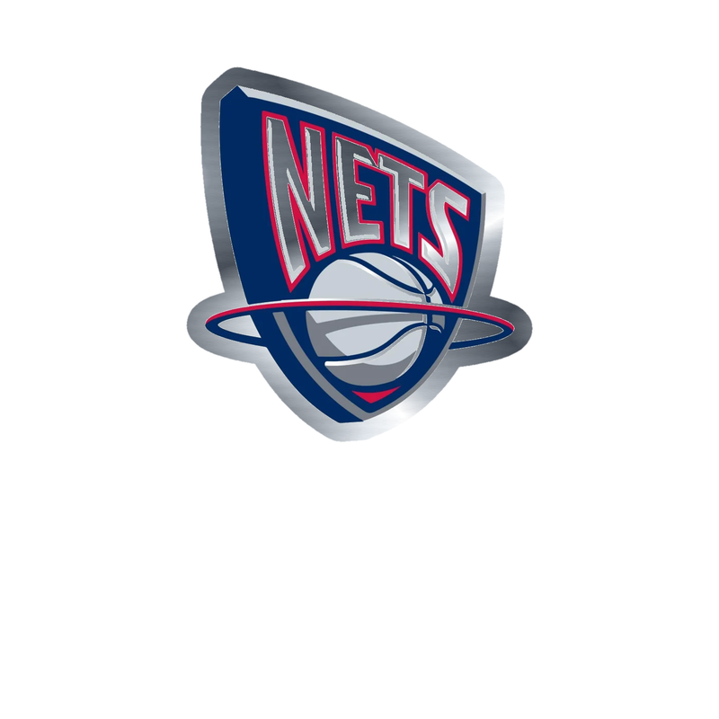 Brooklyn Nets - Basketball Hoop with Nets Image 1 - Silver Chrome Vinyl Sticker - Custom Size