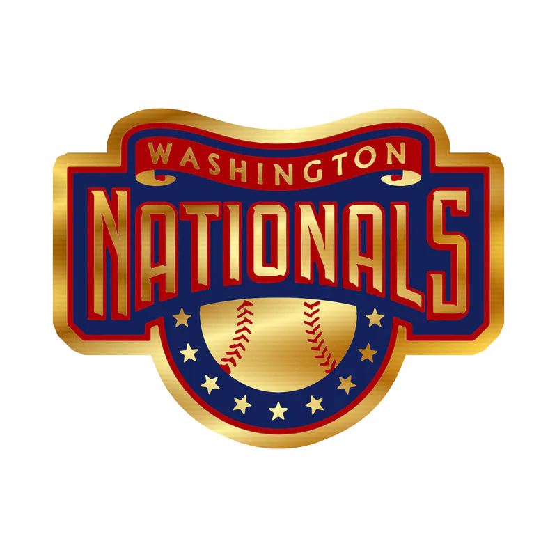 Washington Nationals - Name With Baseball - Gold Chrome Vinyl Sticker - Custom Size