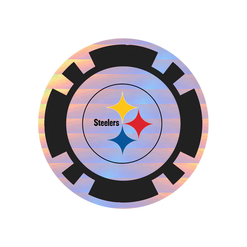 Pittsburgh Steelers - Poker Chip - Holographic Vinyl Sticker - Custom Size