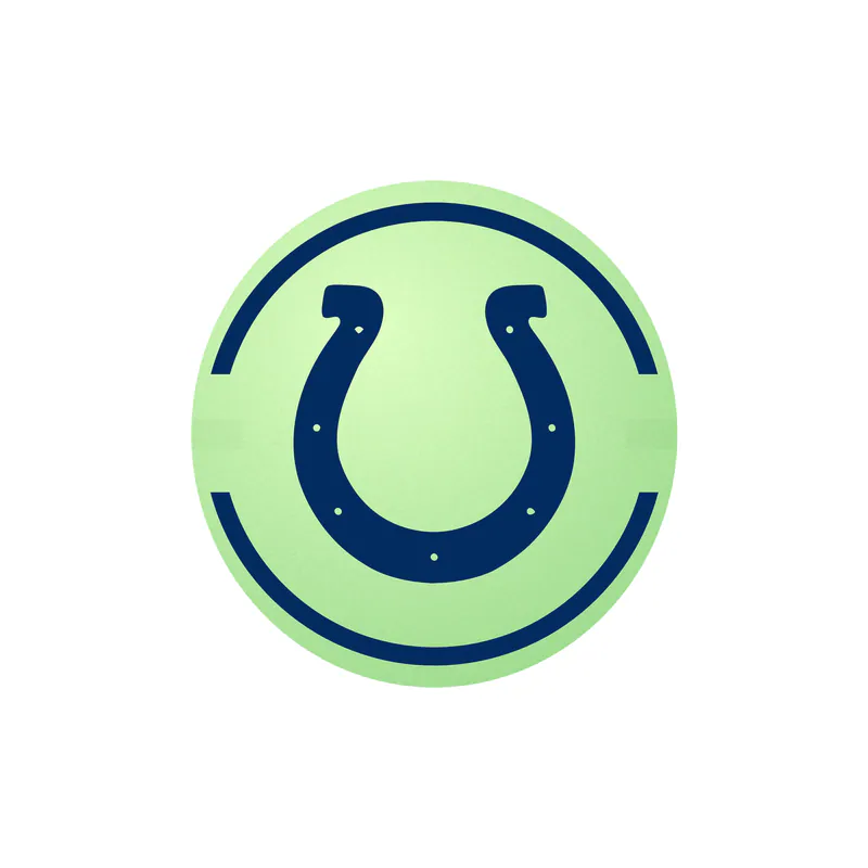 Indianapolis Colts - White Circle With Horseshoe - Glow in the Dark Vinyl Sticker - Custom Size