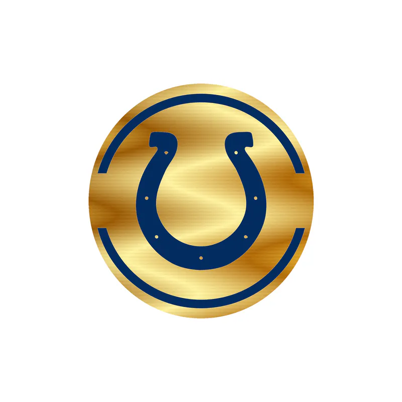 Indianapolis Colts - White Circle With Horseshoe - Gold Chrome Vinyl Sticker - Custom Size