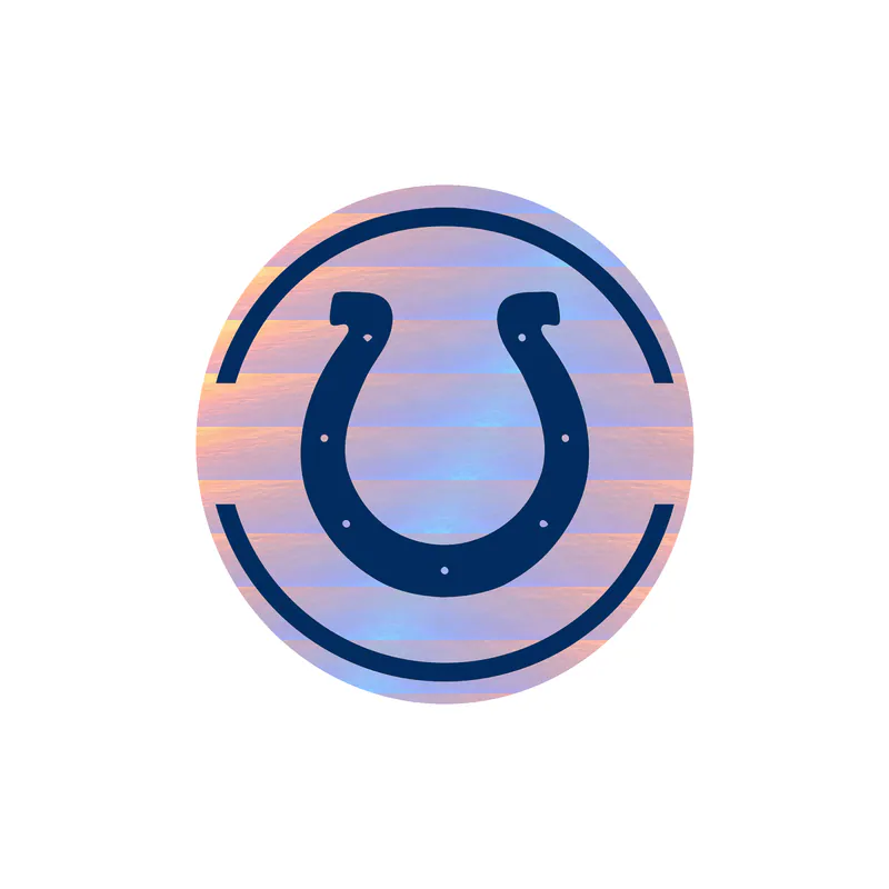 Indianapolis Colts - White Circle With Horseshoe - Holographic Vinyl Sticker - Custom Size