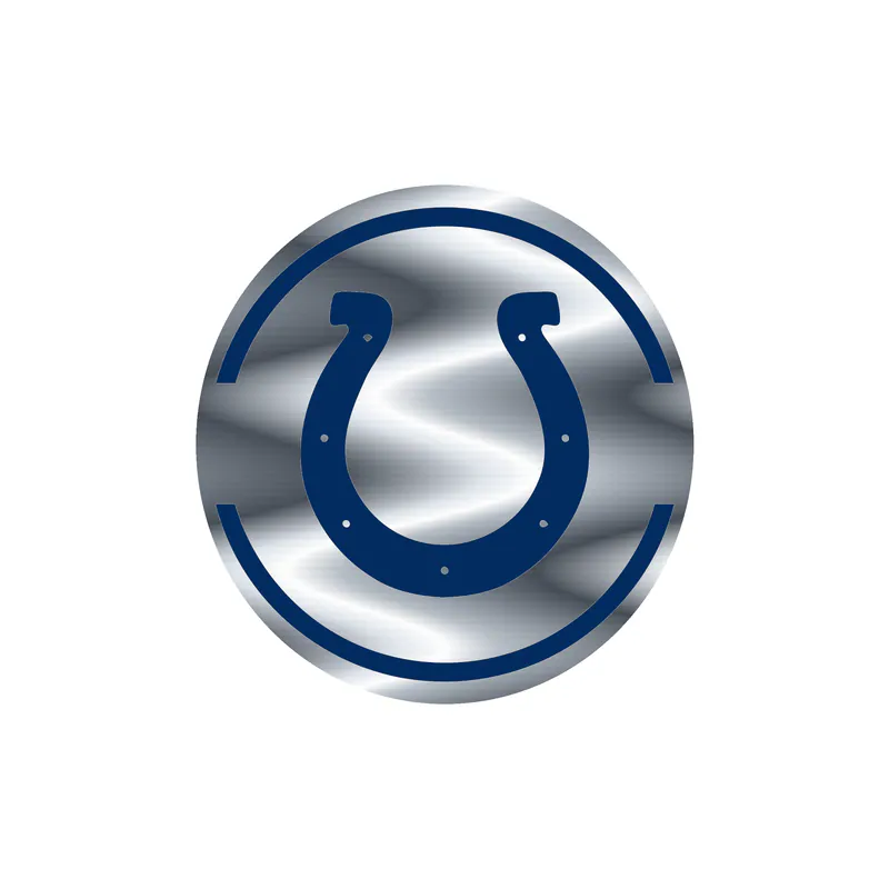 Indianapolis Colts - White Circle With Horseshoe - Silver Chrome Vinyl Sticker - Custom Size