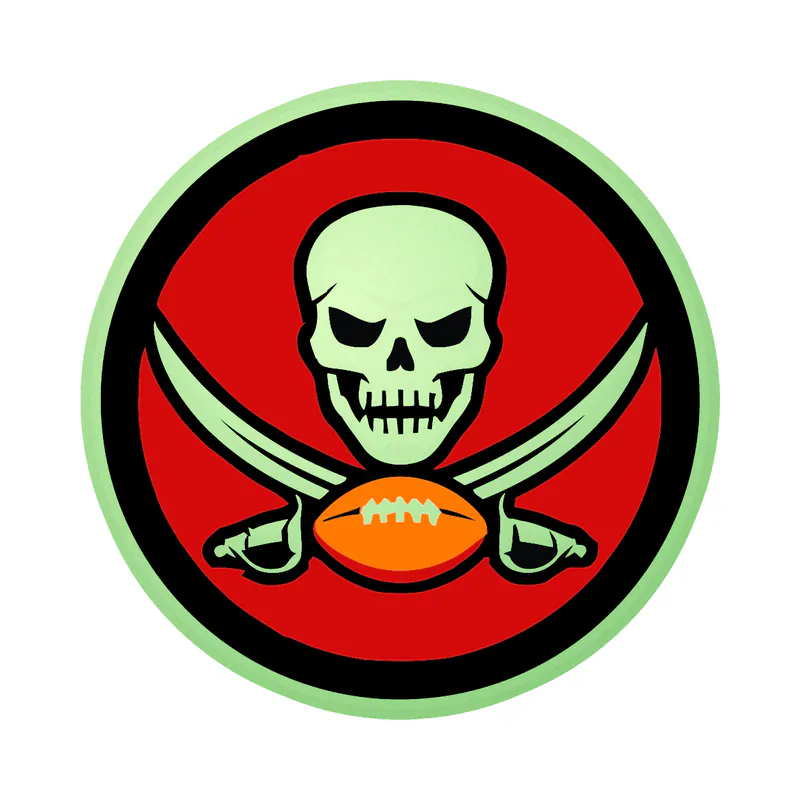 Tampa Bay Buccaneers - Skull Circle - Glow in the Dark Vinyl Sticker - Custom Size
