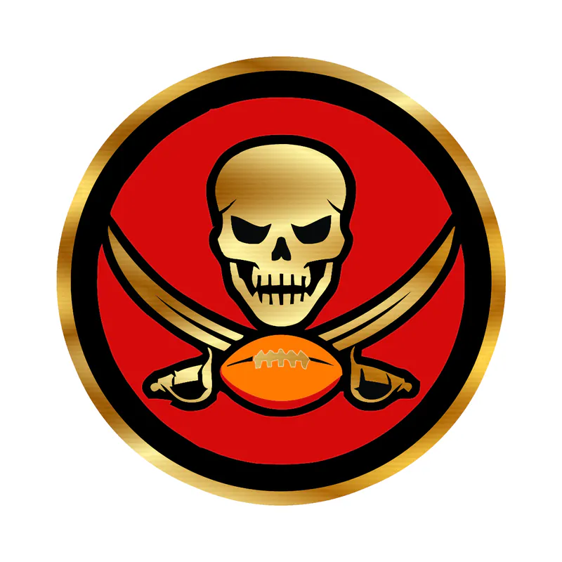Tampa Bay Buccaneers - Skull Circle - Gold Chrome Vinyl Sticker - Custom Size