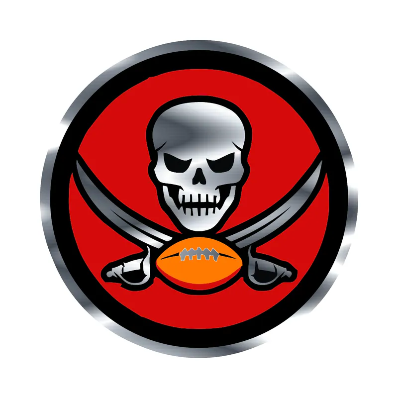 Tampa Bay Buccaneers - Skull Circle - Silver Chrome Vinyl Sticker - Custom Size