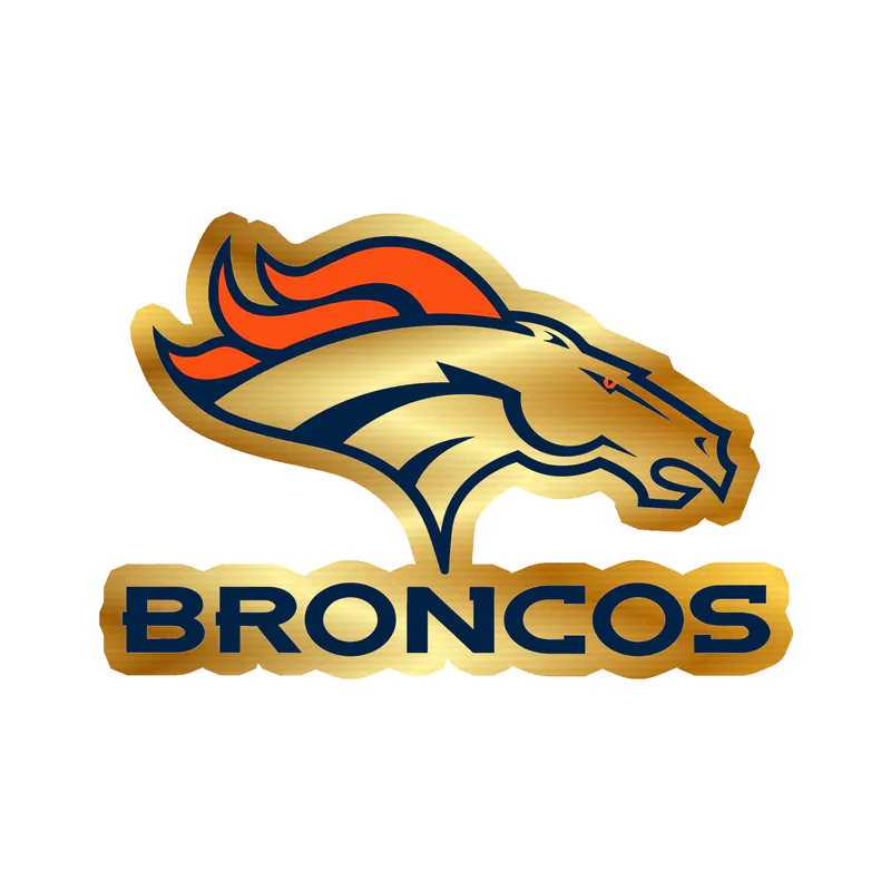 Denver Broncos - Image 1 - Gold Chrome Vinyl Sticker - Custom Size