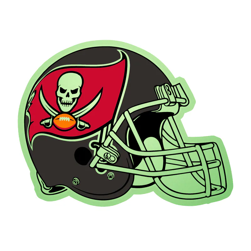 Tampa Bay Buccaneers - Dark Helmet - Glow in the Dark Vinyl Sticker - Custom Size