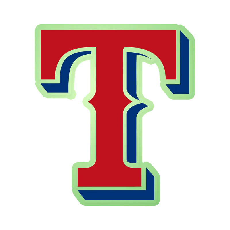 Texas Rangers - Red T - Glow in the Dark Vinyl Sticker - Custom Size