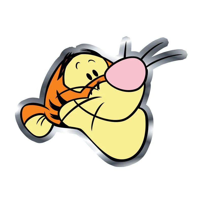 Winnie The Pooh - Tigger - Silver Chrome Vinyl Sticker - Custom Size