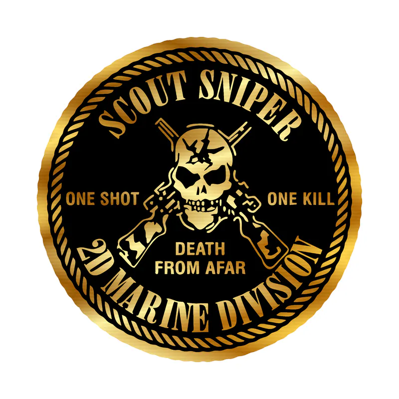 Marine Corp Scout Sniper 317 Gold Chrome Vinyl Decal