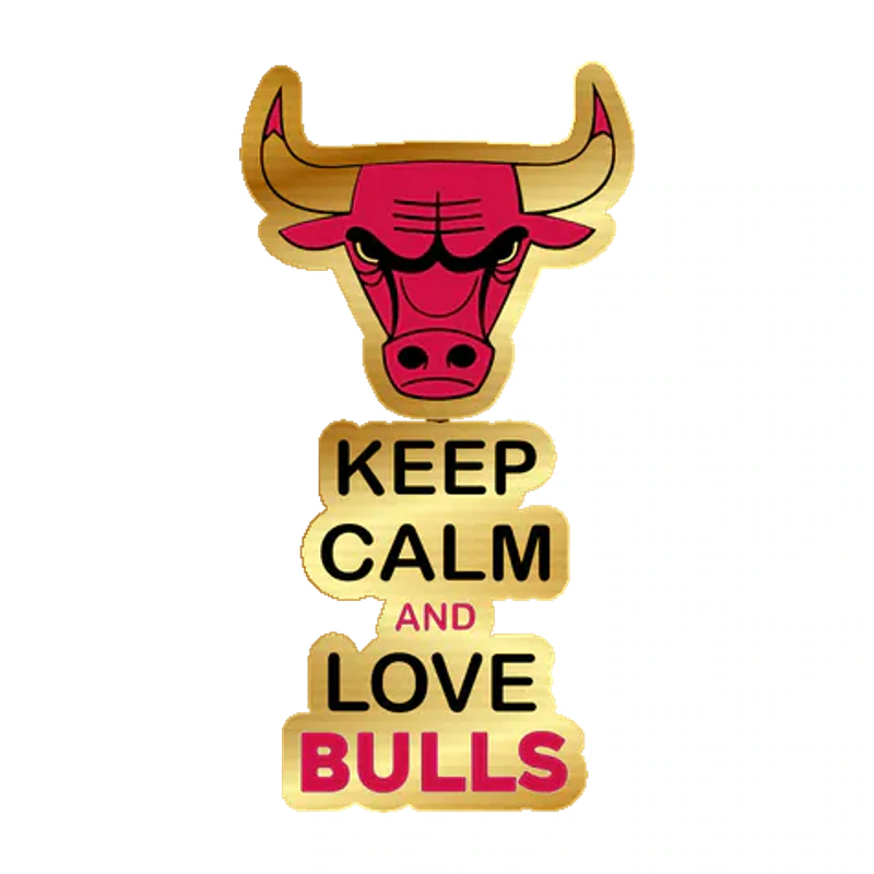 Chicago Bulls - Keep Calm And Love Bulls - Gold Chrome Vinyl Sticker - Custom Size