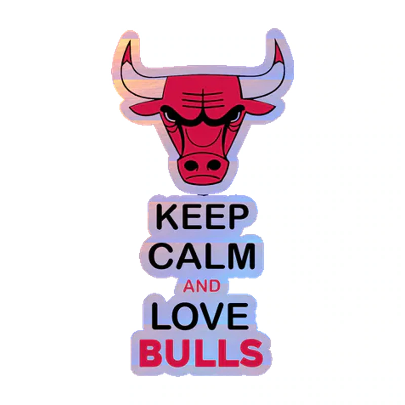 Chicago Bulls - Keep Calm And Love Bulls - Holographic Vinyl Sticker - Custom Size