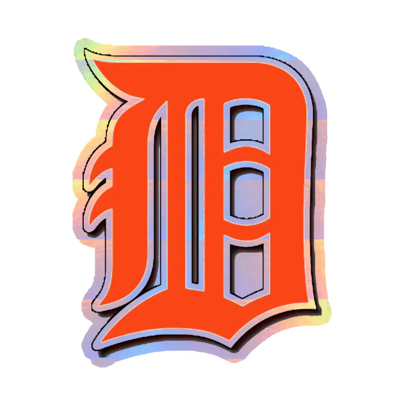 Detroit Tigers - Orange D - Holographic Vinyl Sticker - Custom Size