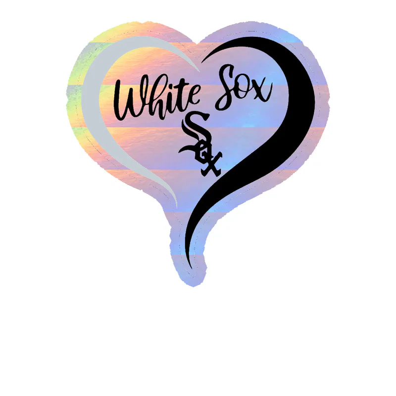 Chicago White Sox - Heart - Holographic Vinyl Sticker - Custom Size