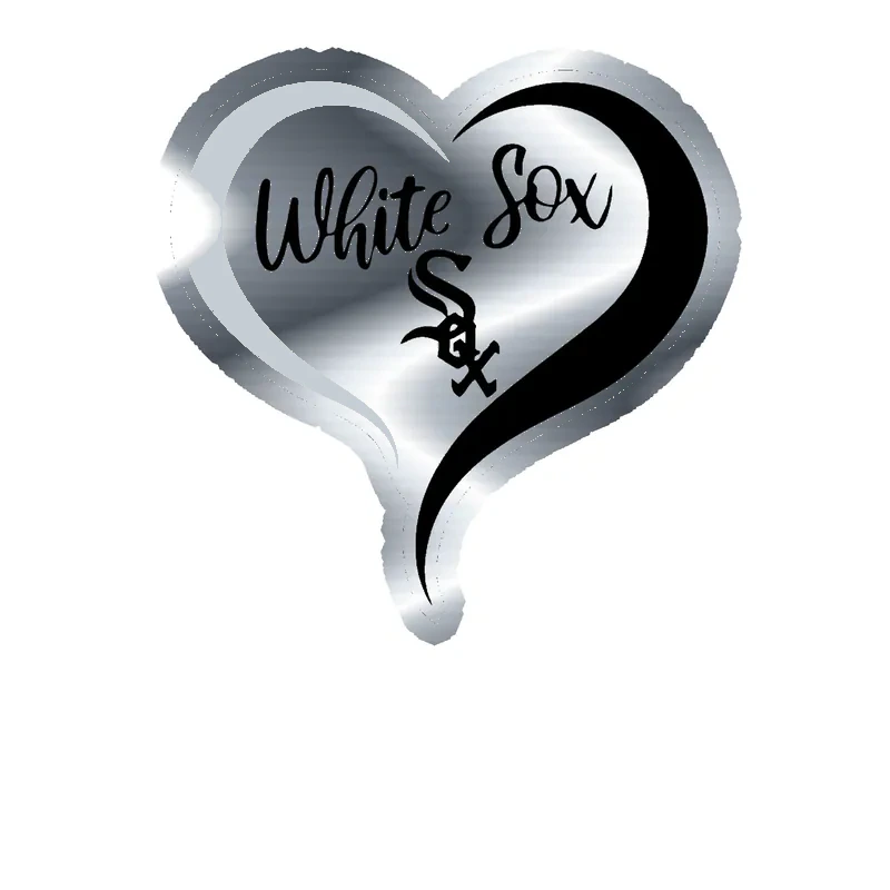 Chicago White Sox - Heart - Silver Chrome Vinyl Sticker - Custom Size