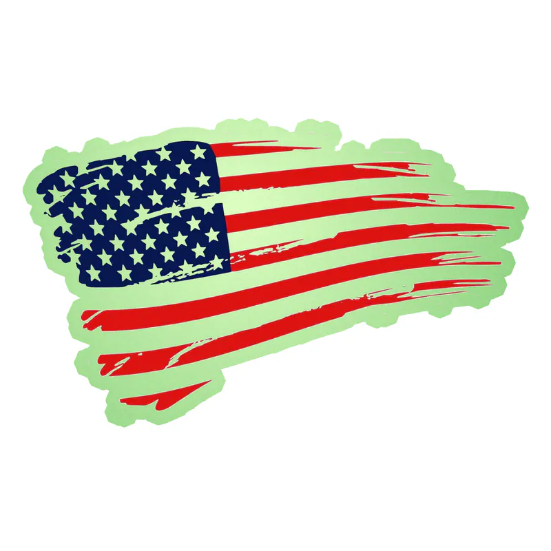 Distressed American Flag Glow in the Dark Vinyl Decal - Custom Size