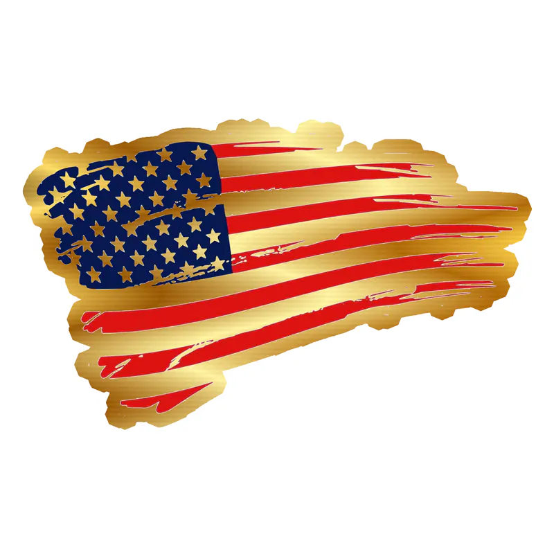 Distressed American Flag Gold Chrome Vinyl Decal - Custom Size