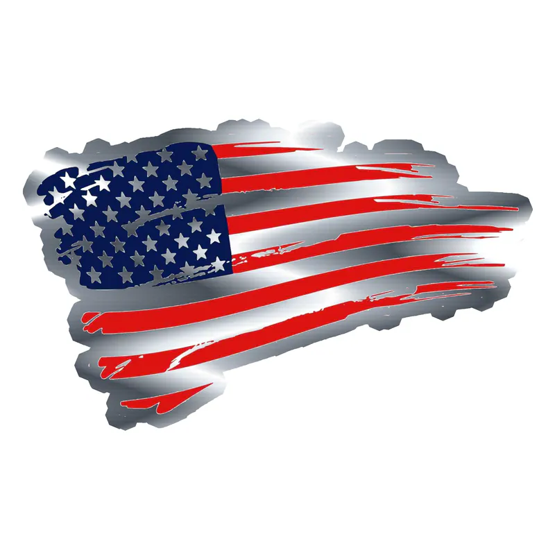 Distressed American Flag Silver Chrome Vinyl Decal - Custom Size