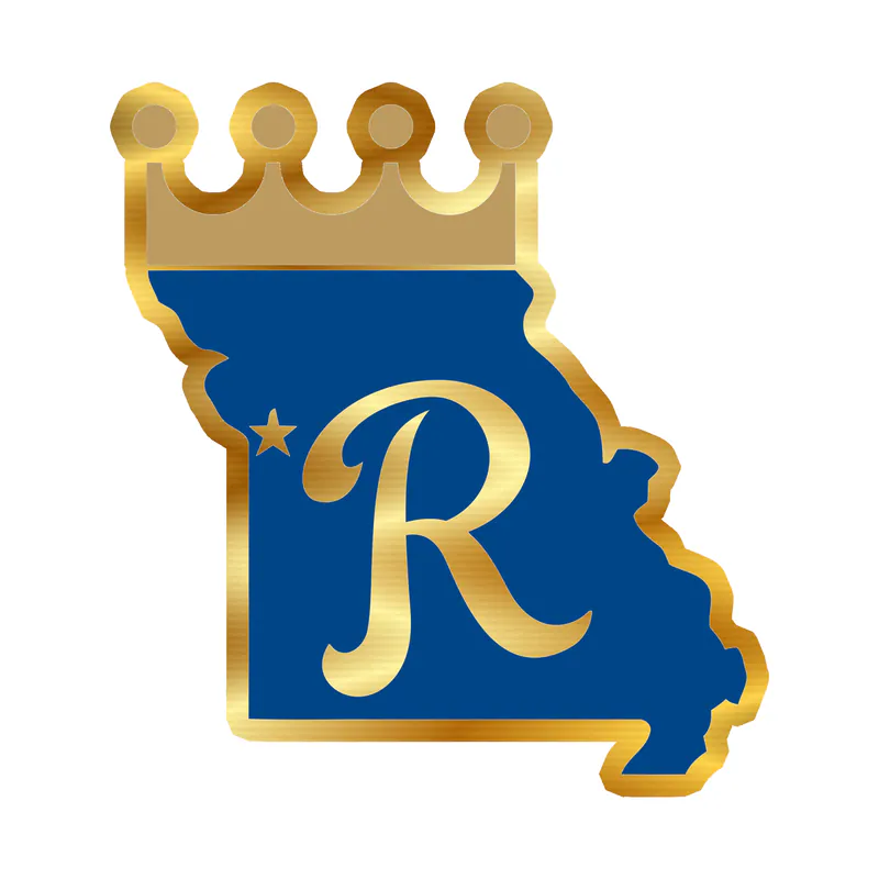 Kansas City Royals - State With R - Gold Chrome Vinyl Sticker - Custom Size