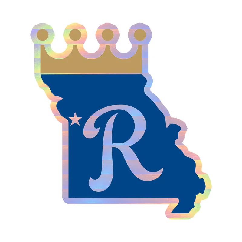 Kansas City Royals - State With R - Holographic Vinyl Sticker - Custom Size