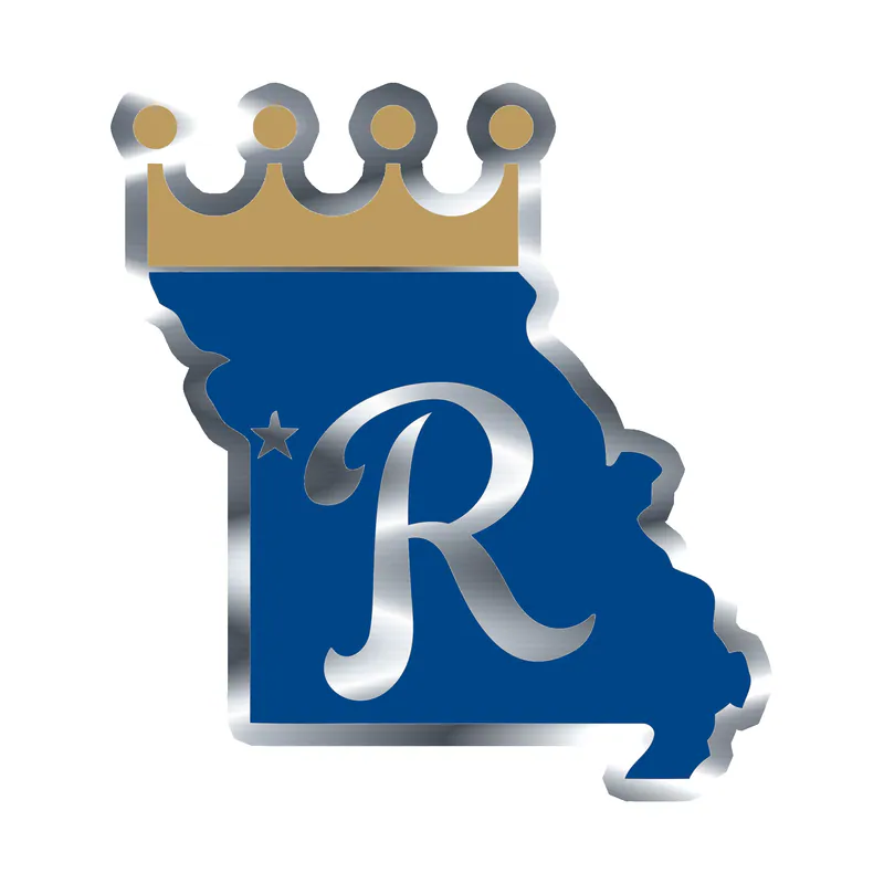 Kansas City Royals - State With R - Silver Chrome Vinyl Sticker - Custom Size
