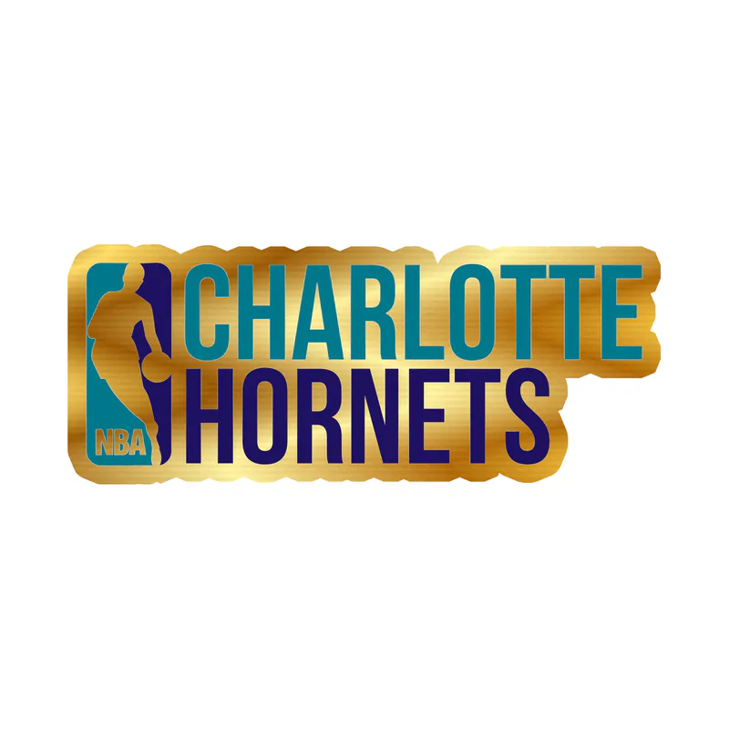 Charlotte hornets - NBA Logo - Gold Chrome Vinyl Sticker - Custom Size