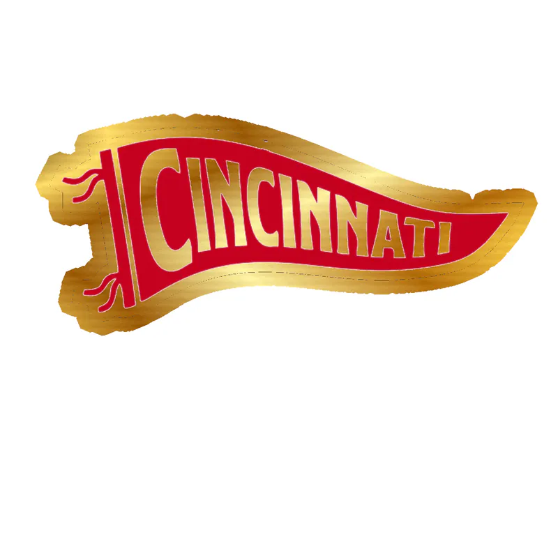Cincinnati Reds -  Pennants - Gold Chrome Vinyl Sticker - Custom Size