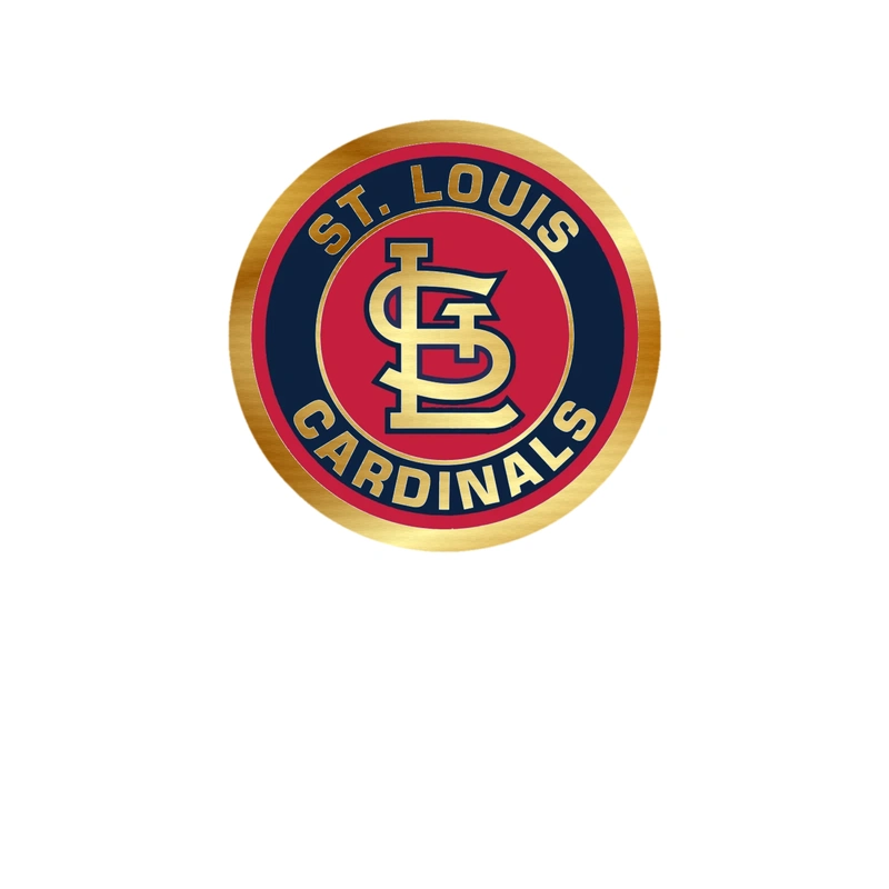 St. Louis Cardinals - Blue And Red Circle With Name - Gold Chrome Vinyl Sticker - Custom Size