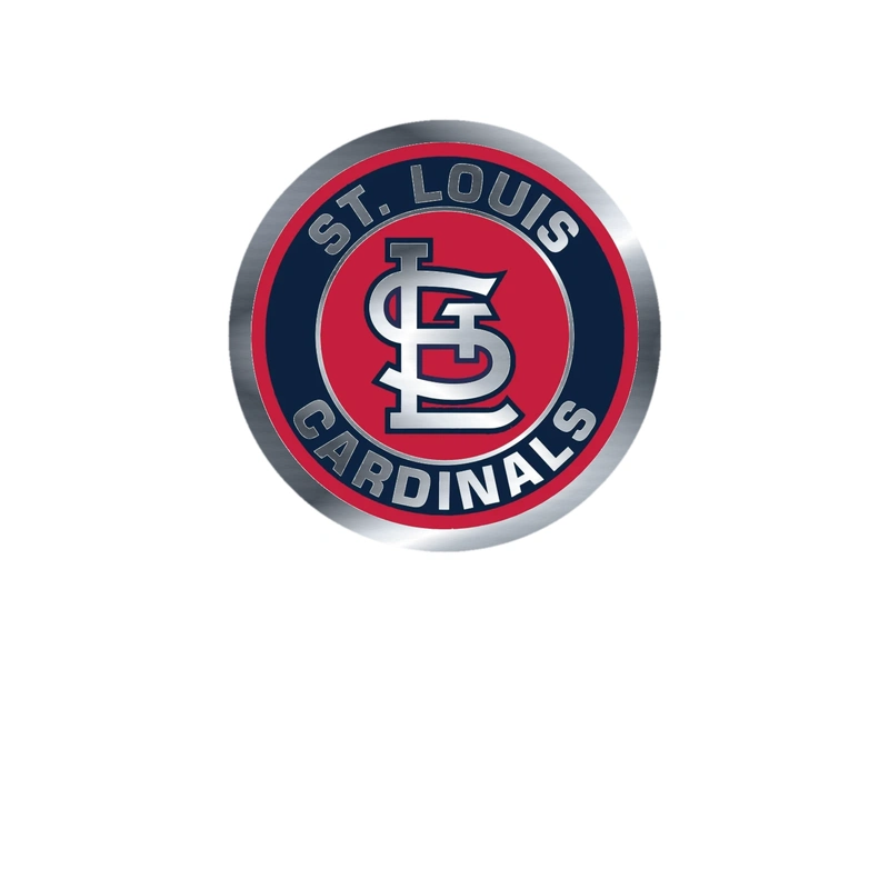 St. Louis Cardinals - Blue And Red Circle With Name - Silver Chrome Vinyl Sticker - Custom Size