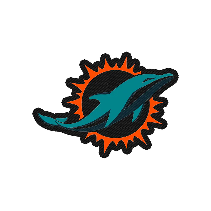 Miami Dolphins - Sun -  Carbon Fiber Vinyl Sticker - Custom Size