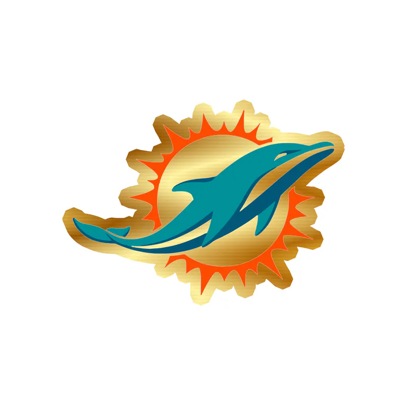 Miami Dolphins - Sun -  Gold Chrome Vinyl Sticker - Custom Size