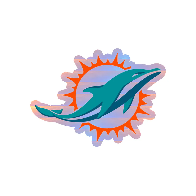 Miami Dolphins - Sun -  Holographic Vinyl Sticker - Custom Size