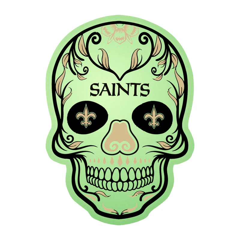 New Orleans Saints Sugar Skull Glow in the Dark Vinyl Sticker - Custom Size