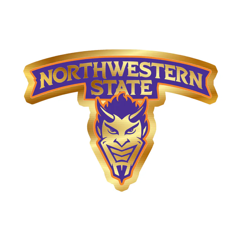 Northwestern State - Name with Head Below -  Gold Chrome Vinyl Decal - Custom Size