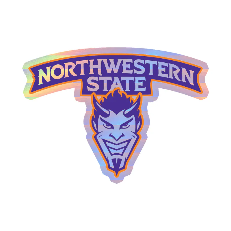 Northwestern State - Name with Head Below -  Holographic Vinyl Decal - Custom Size