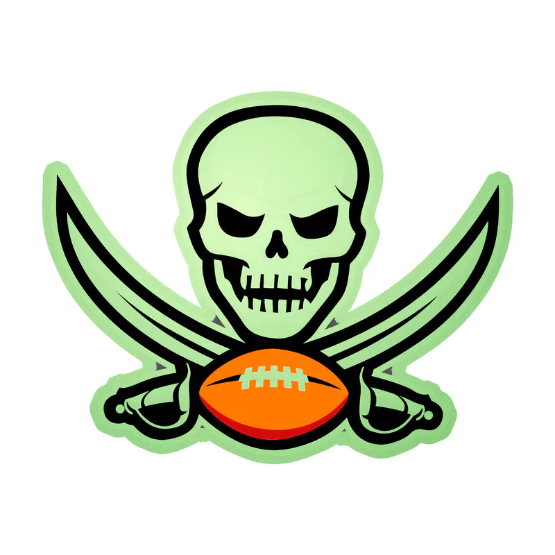 Tampa Bay Buccaneers - Skull Football - Glow in the Dark Vinyl Sticker - Custom Size