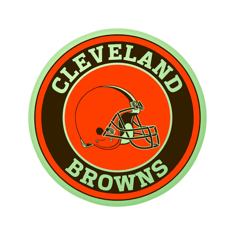Cleveland Browns - Helmet in Circle - Glow in the Dark Vinyl Sticker - Custom Size
