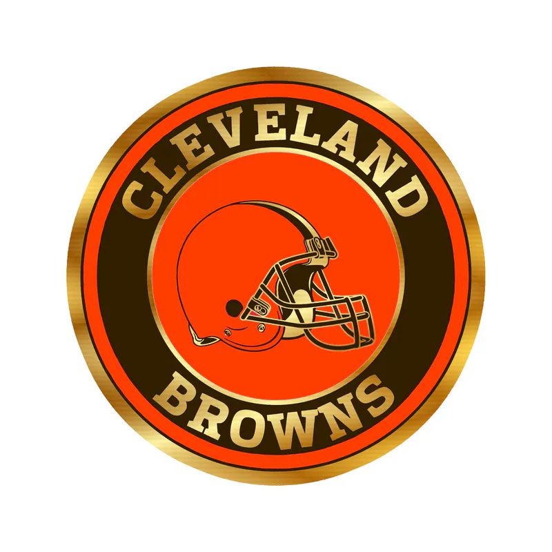 Cleveland Browns - Helmet in Circle - Gold Chrome Vinyl Sticker - Custom Size