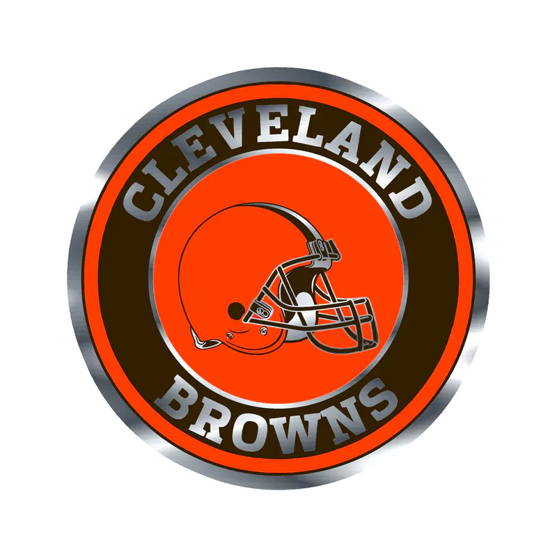 Cleveland Browns - Helmet in Circle - Silver Chrome Vinyl Sticker - Custom Size