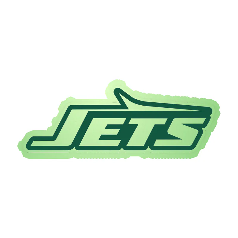 New York Jets - White Jets Green Outline  - Glow in the Dark Vinyl Sticker - Custom Size