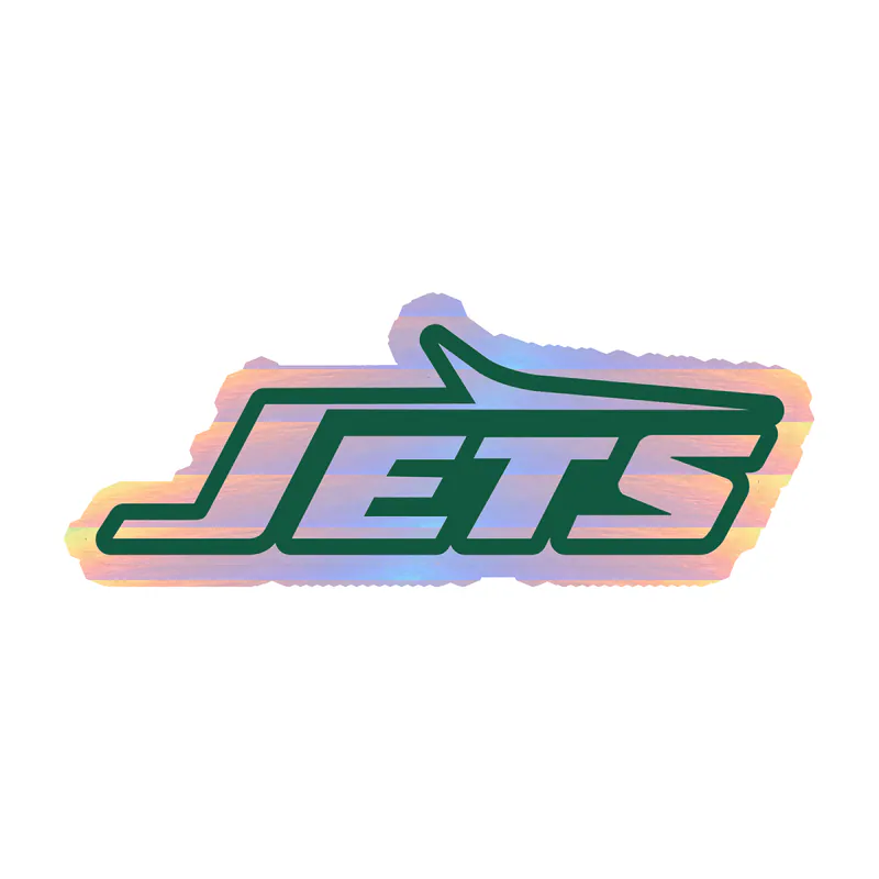 New York Jets - White Jets Green Outline  - Holographic Vinyl Sticker - Custom Size