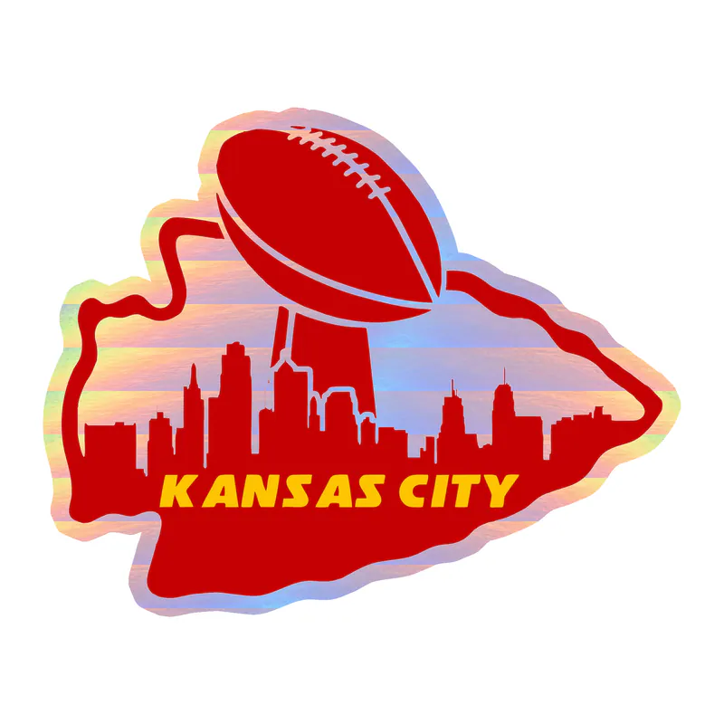 Kansas City Chiefs- Holographic Vinyl Sticker - Custom Size