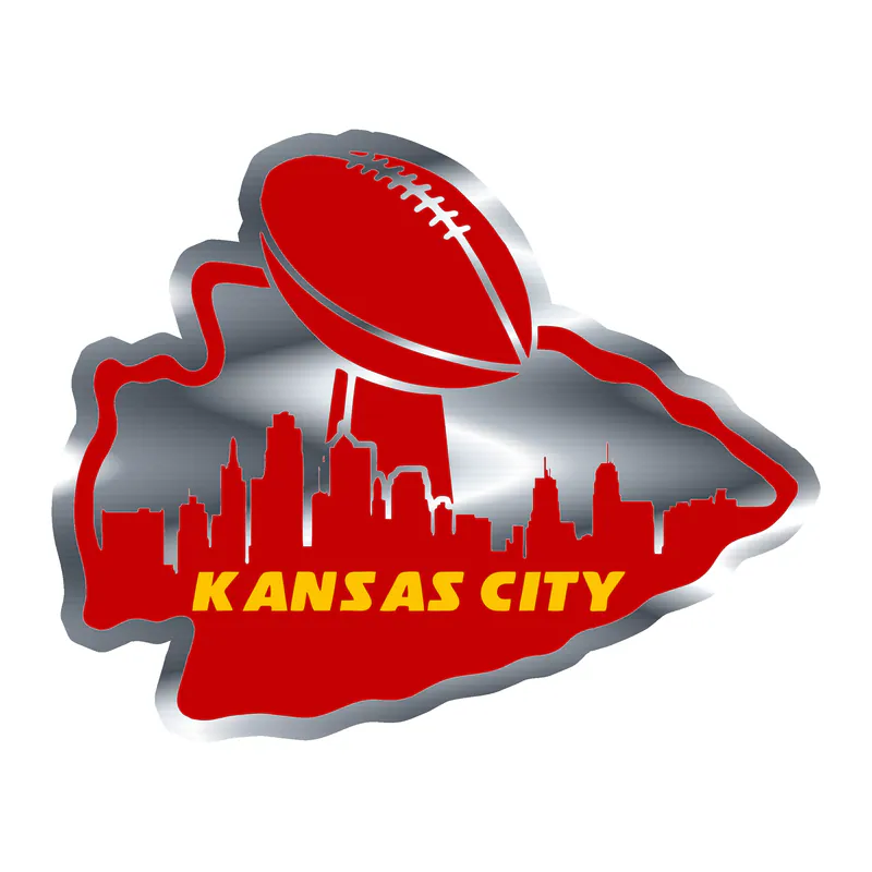 Kansas City Chiefs- Silver Chrome Vinyl Sticker - Custom Size