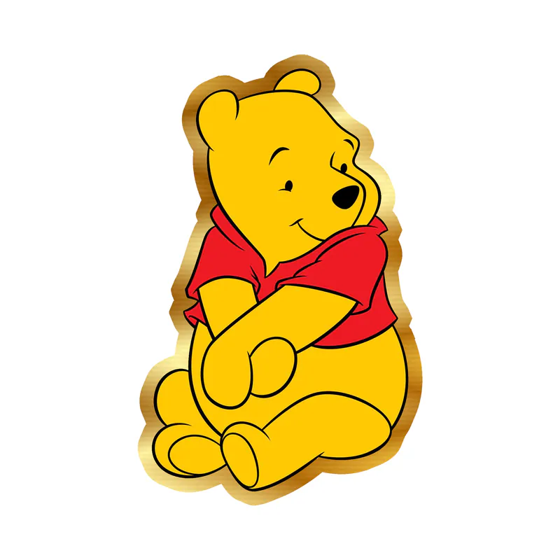 Winnie The Pooh - Gold Chrome Vinyl Sticker - Custom Size