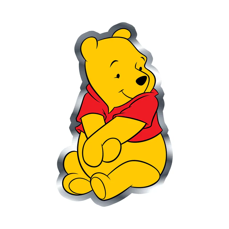 Winnie The Pooh - Silver Chrome Vinyl Sticker - Custom Size