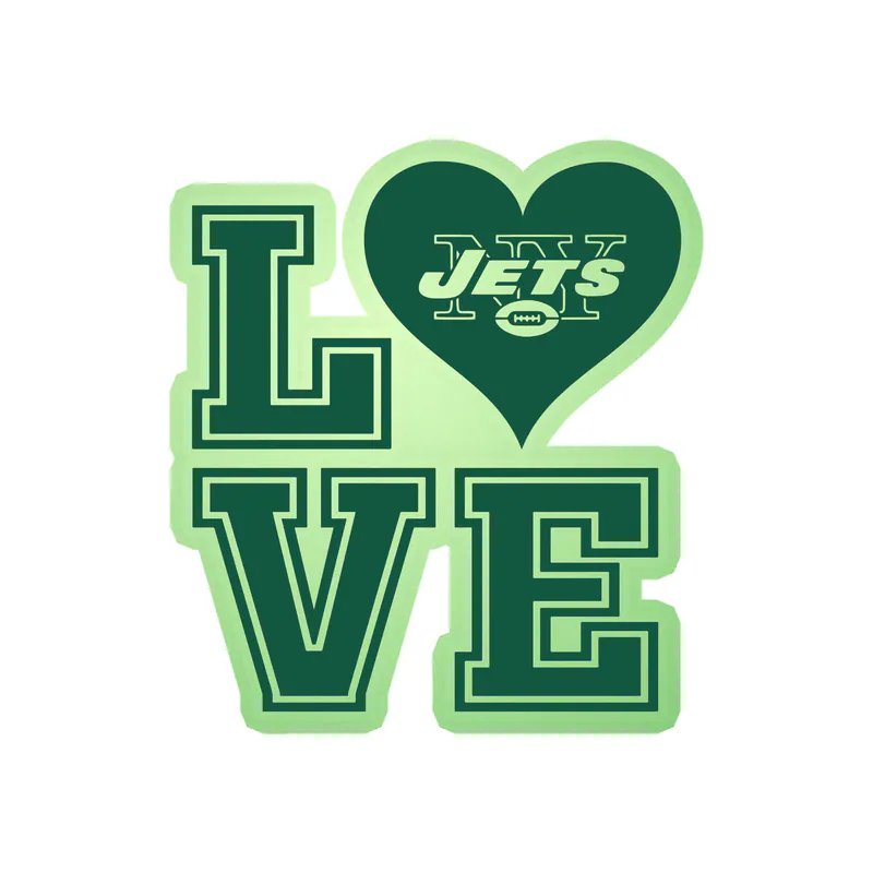 New York Jets - Love - Glow in the Dark Vinyl Sticker - Custom Size